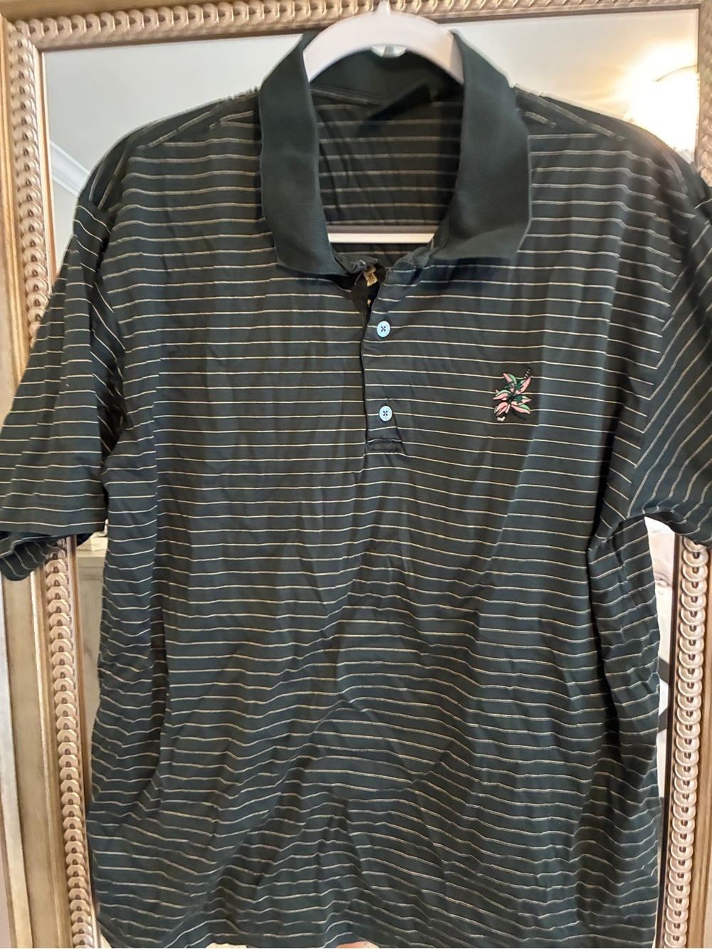 Bobby Jones Laurel Valley Men's Black Striped Polo Shirt with Subtle Embroidery